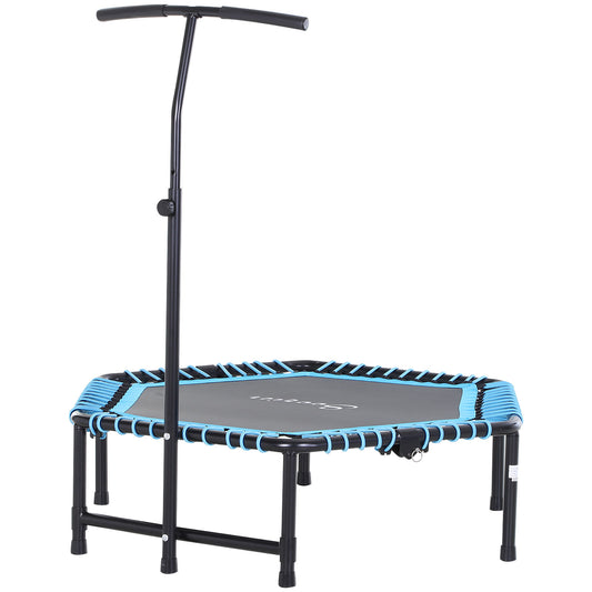 48" Blue/Black Foldable Fitness Rebounder Trampoline with Adjustable Handle