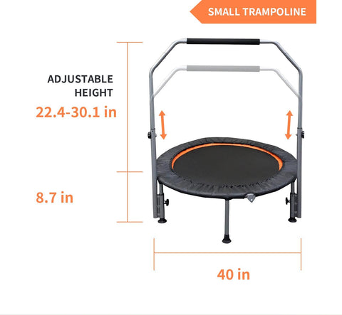 Folding Mini Fitness Trampoline With Adjustable Handles