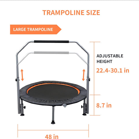 Folding Mini Fitness Trampoline With Adjustable Handles