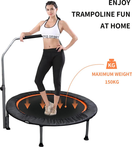 Folding Mini Fitness Trampoline With Adjustable Handles