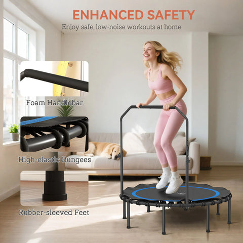 48-Inch Foldable Fitness Trampoline with Adjustable Handle