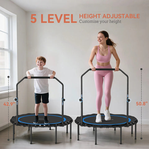 48-Inch Foldable Fitness Trampoline with Adjustable Handle