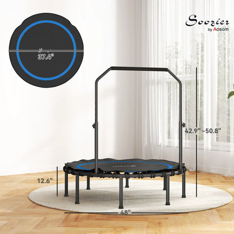 48-Inch Foldable Fitness Trampoline with Adjustable Handle