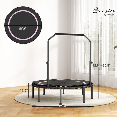 48-Inch Foldable Exercise Trampoline with Adjustable Handle