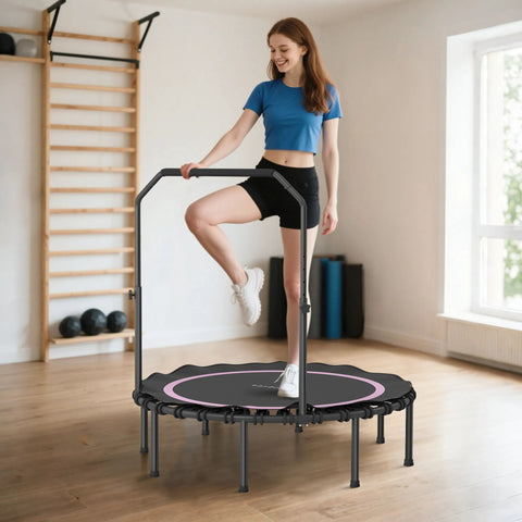 48-Inch Foldable Exercise Trampoline with Adjustable Handle