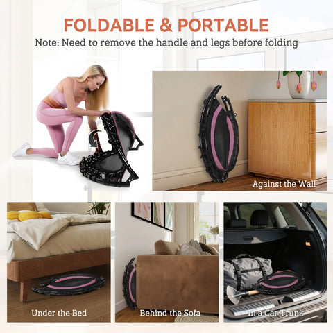 48-Inch Foldable Exercise Trampoline with Adjustable Handle