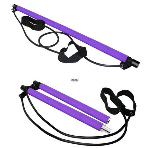 Portable Pilates Bar with Resistance Bands and Foot Straps